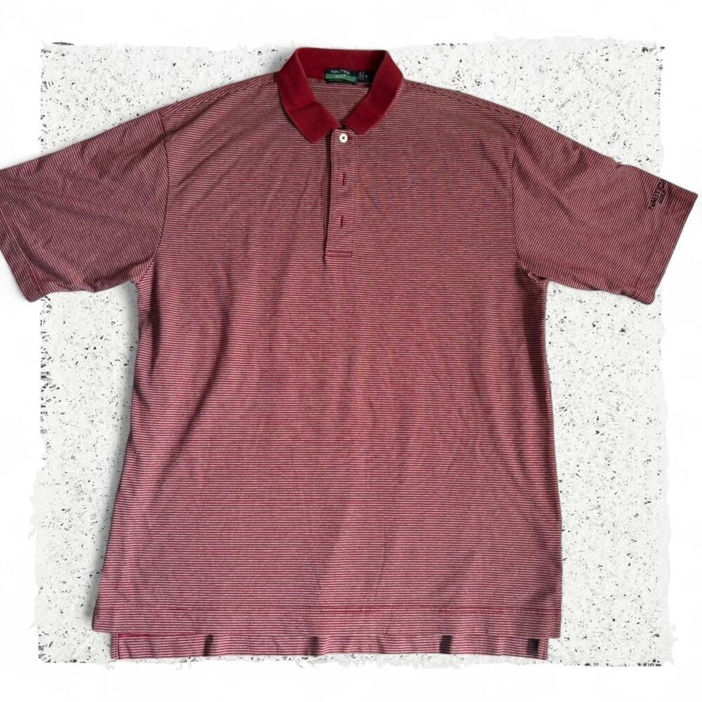 Men’s Nautica red striped golf shirt Size XL #golfwear #preppy